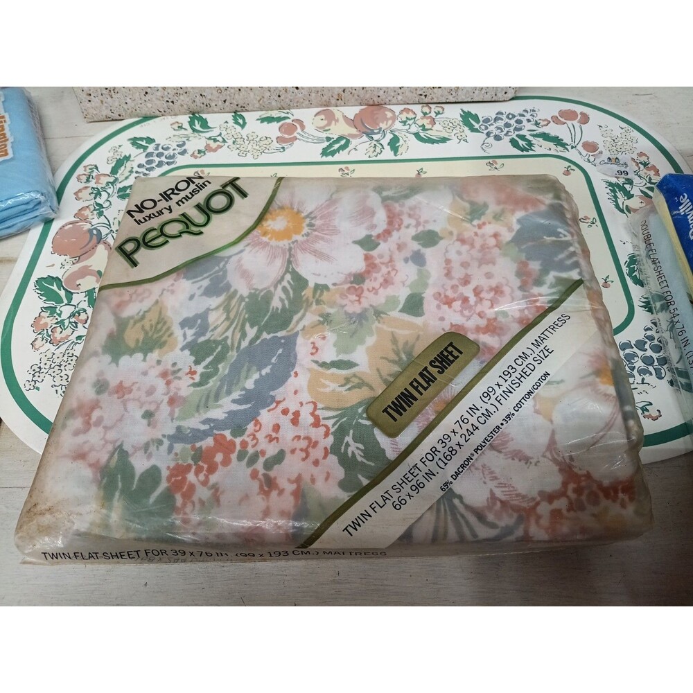Vintage Pequot Floral Twin Flat Sheet